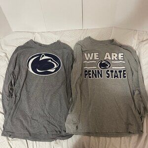 Lot of 2 Penn State Nittany Lions Long Sleeve T-Shirts Shirts Men's Sz L Grey